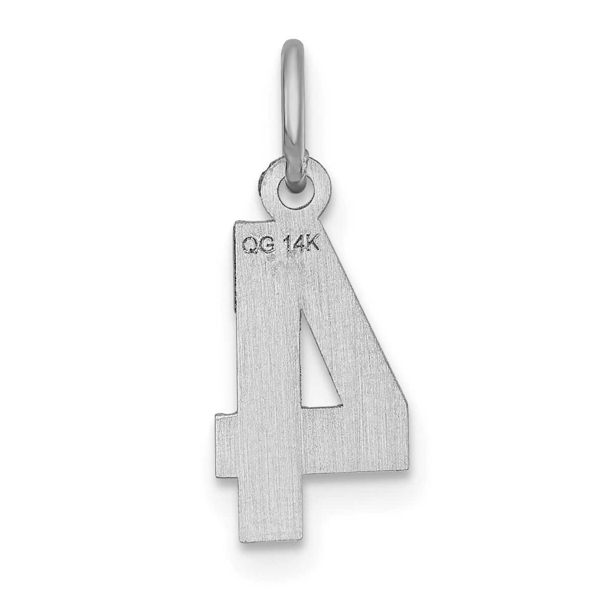 14k White Gold 14kw Small Brushed Diamond-cut Number 4 Charm