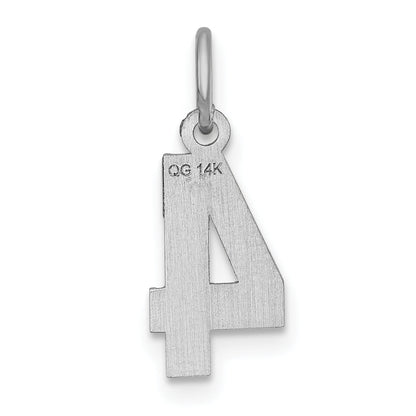 14k White Gold 14kw Small Brushed Diamond-cut Number 4 Charm
