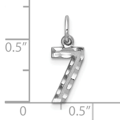 14k White Gold 14kw Small Brushed Diamond-cut Number 7 Charm