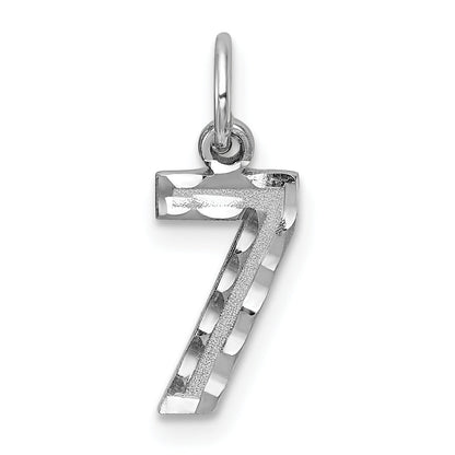 14k White Gold 14kw Small Brushed Diamond-cut Number 7 Charm