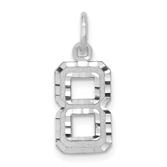 14k White Gold 14kw Small Brushed Diamond-cut Number 8 Charm