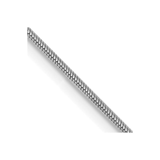 14K White Gold 16 Inch .9mm Round Snake With Lobster Clasp Chain Necklace