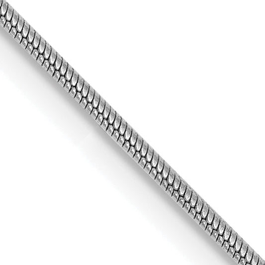 14K White Gold 30 Inch .9mm Round Snake With Lobster Clasp Chain Necklace