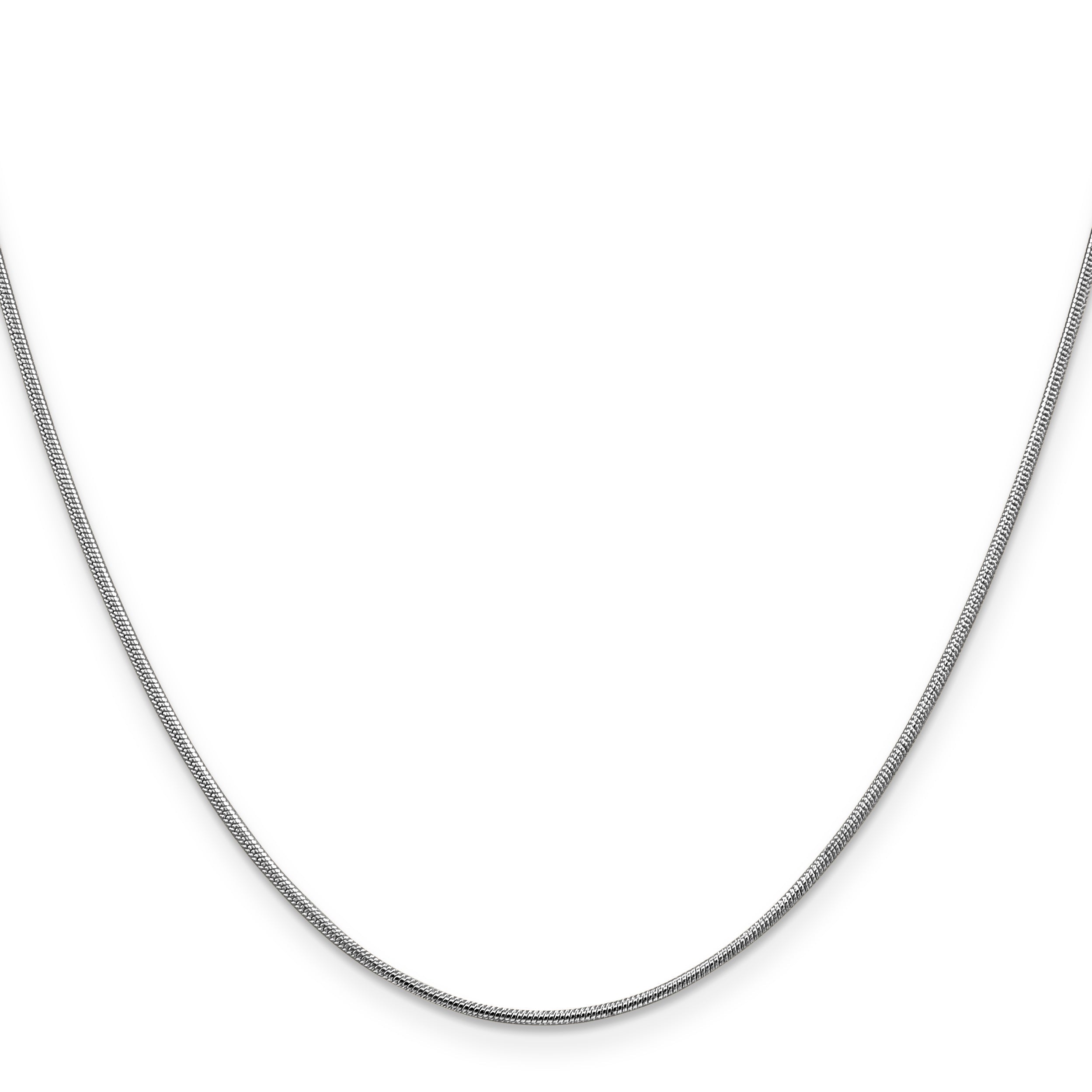 14K White Gold 24 Inch 1.1mm Round Snake With Lobster Clasp Chain Necklace