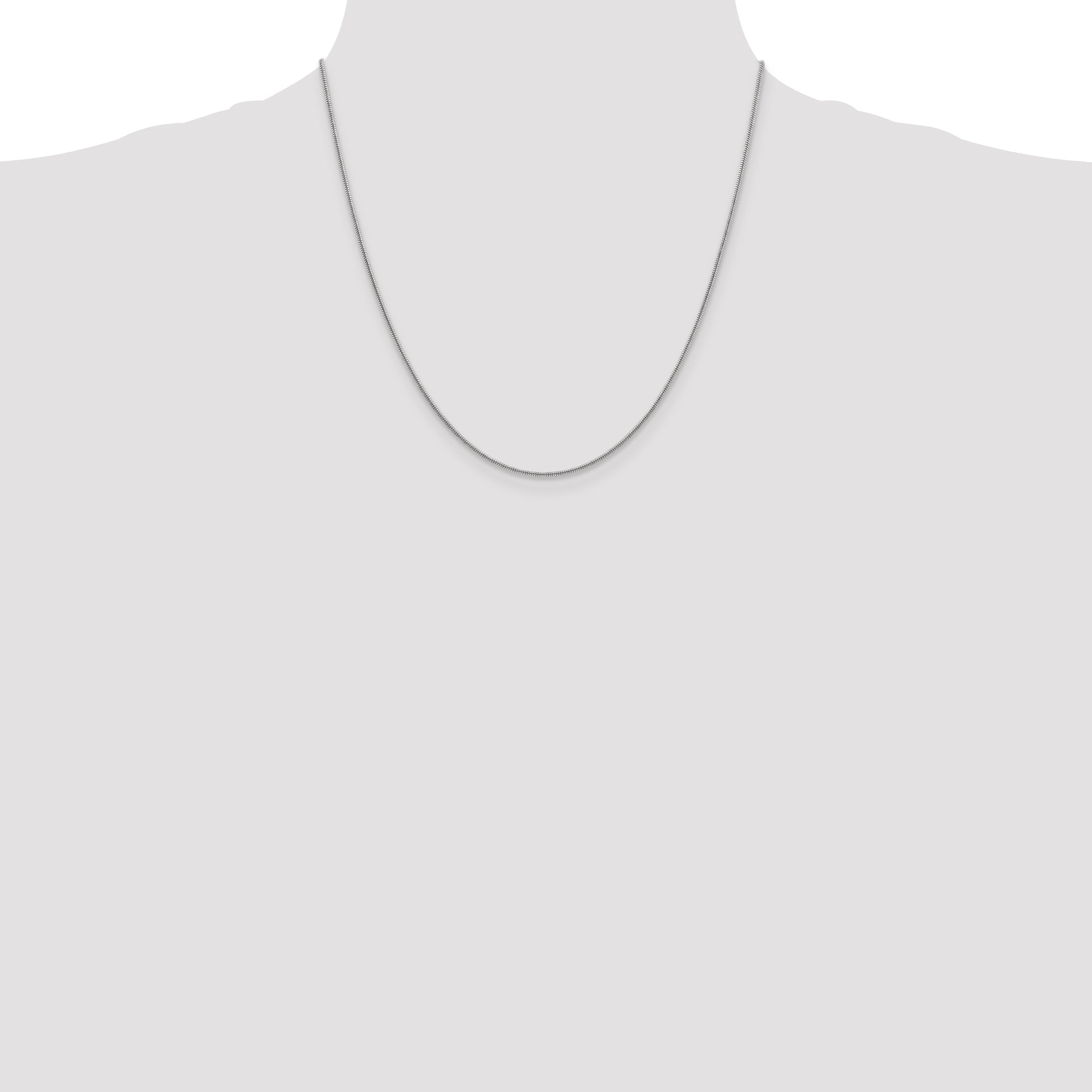 14K White Gold 20 Inch 1.4mm Round Snake Lobster Clasp Chain Necklace