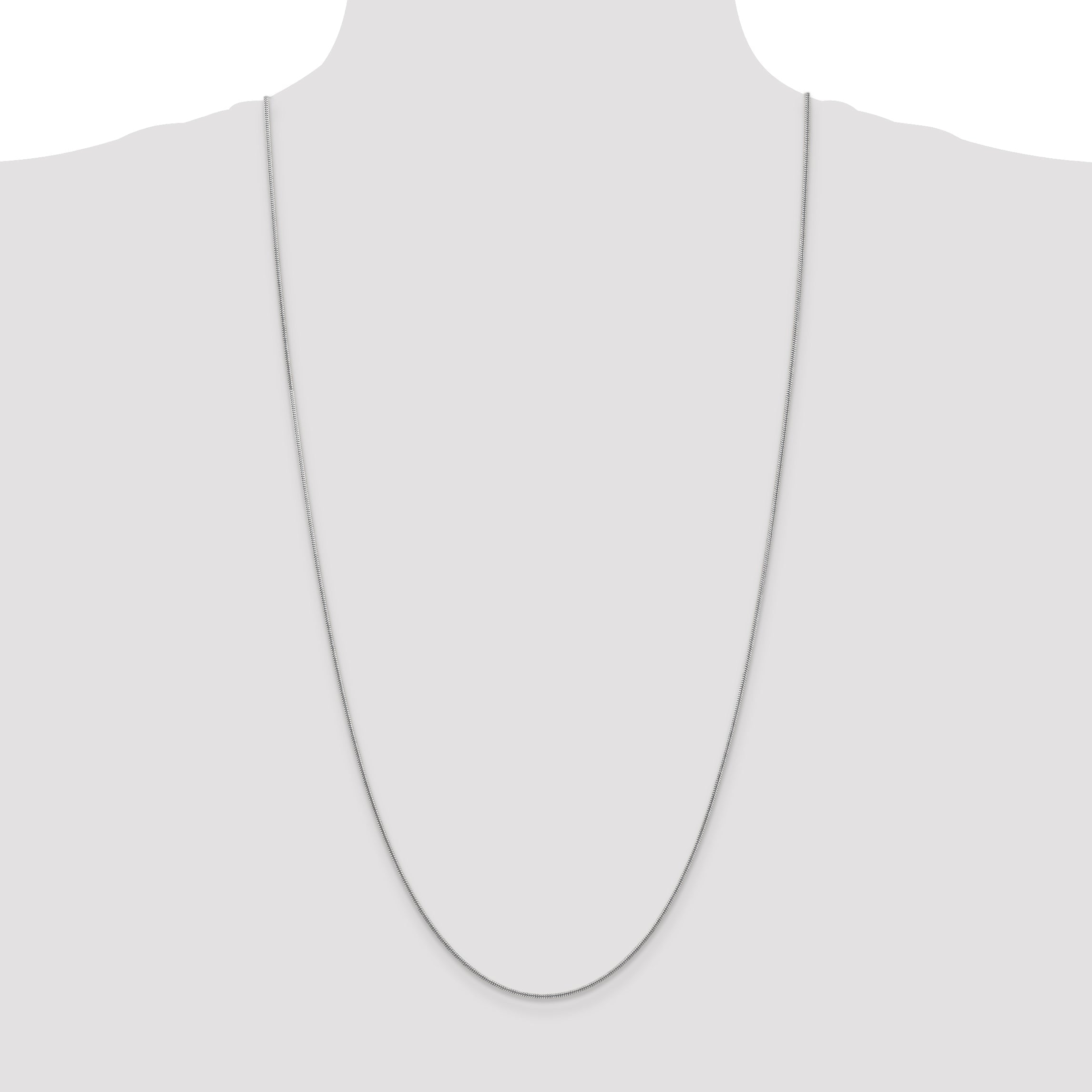 14K White Gold 30 Inch 1.4mm Round Snake Lobster Clasp Chain Necklace