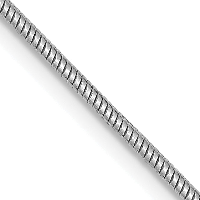 14K White Gold 20 Inch 1.4mm Round Snake Lobster Clasp Chain Necklace
