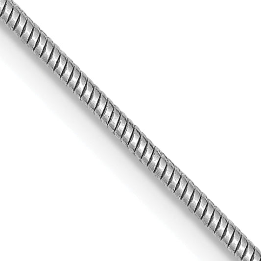 14K White Gold 24 Inch 1.4mm Round Snake Lobster Clasp Chain Necklace