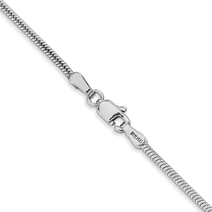 14K White Gold 20 Inch 1.6mm Round Snake Lobster Clasp Chain Necklace
