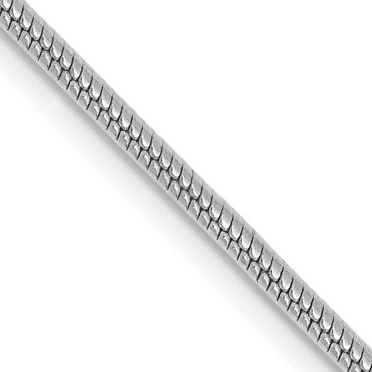 14K White Gold 18 Inch 1.6mm Round Snake Lobster Clasp Chain Necklace