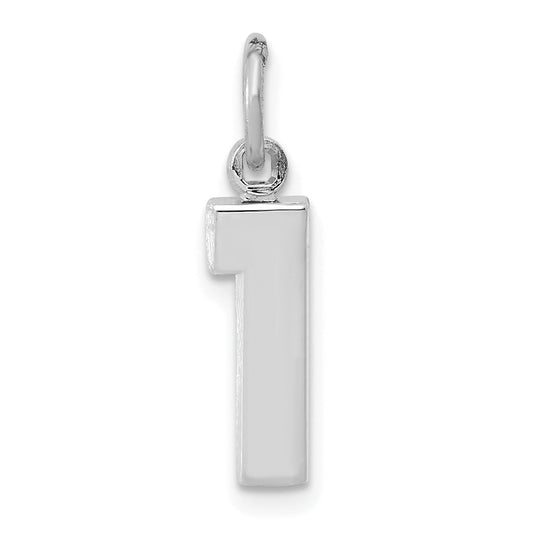 14k White Gold 14kw Small Polished Number 1 Charm