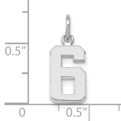 14k White Gold 14kw Small Polished Number 6 Charm
