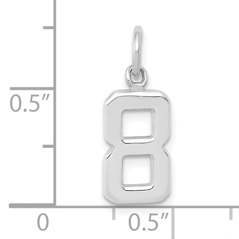 14k White Gold 14kw Small Polished Number 8 Charm