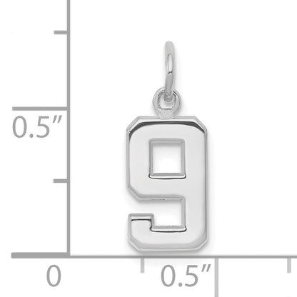 14k White Gold 14kw Small Polished Number 9 Charm