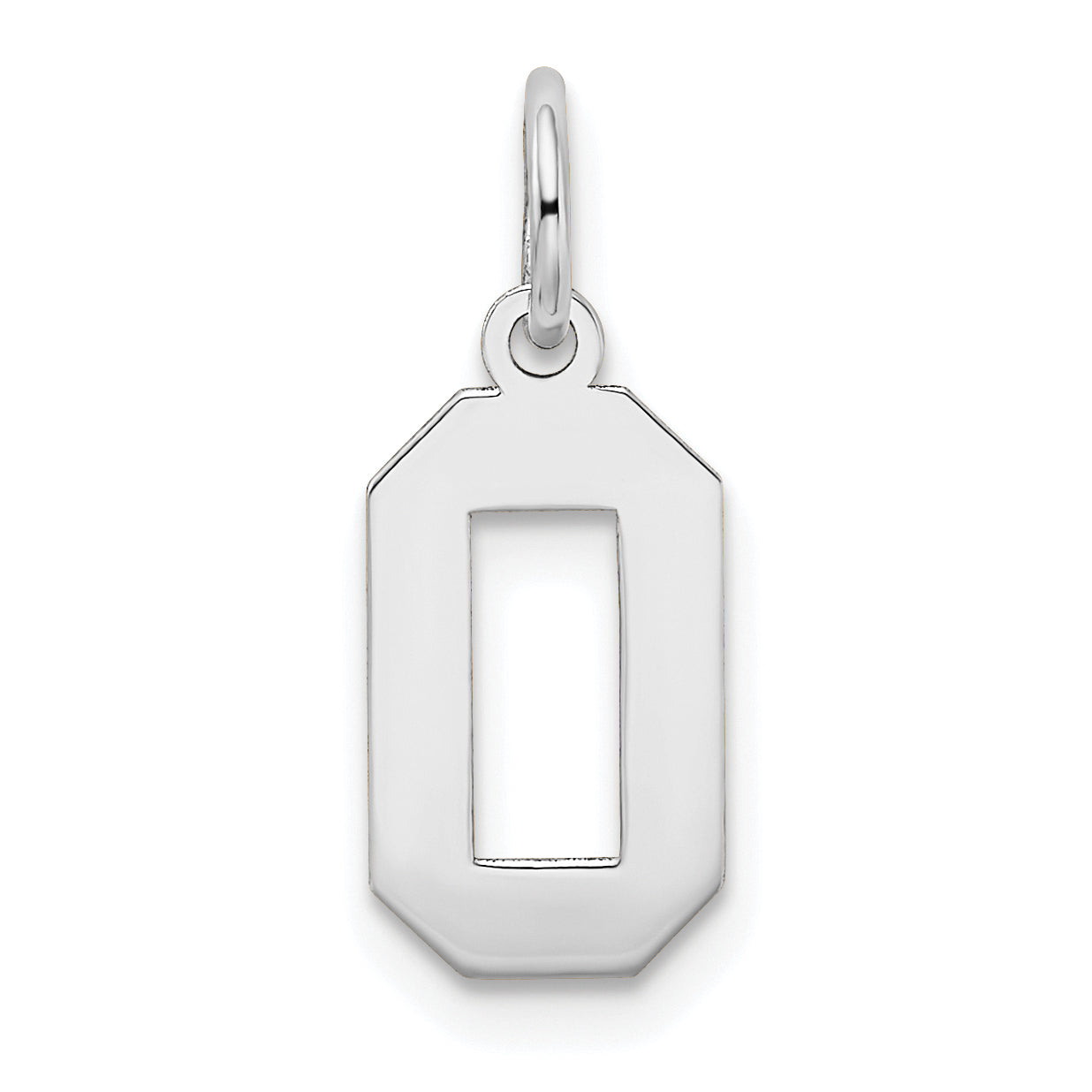 14K White Gold 14Kw Small Satin Number 0 Charm