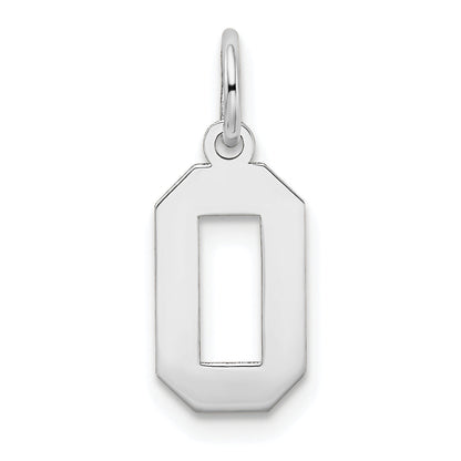 14K White Gold 14Kw Small Satin Number 0 Charm
