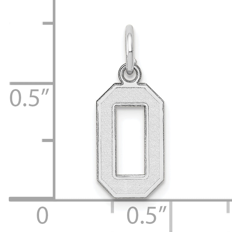 14K White Gold 14Kw Small Satin Number 0 Charm