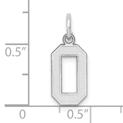 14K White Gold 14Kw Small Satin Number 0 Charm