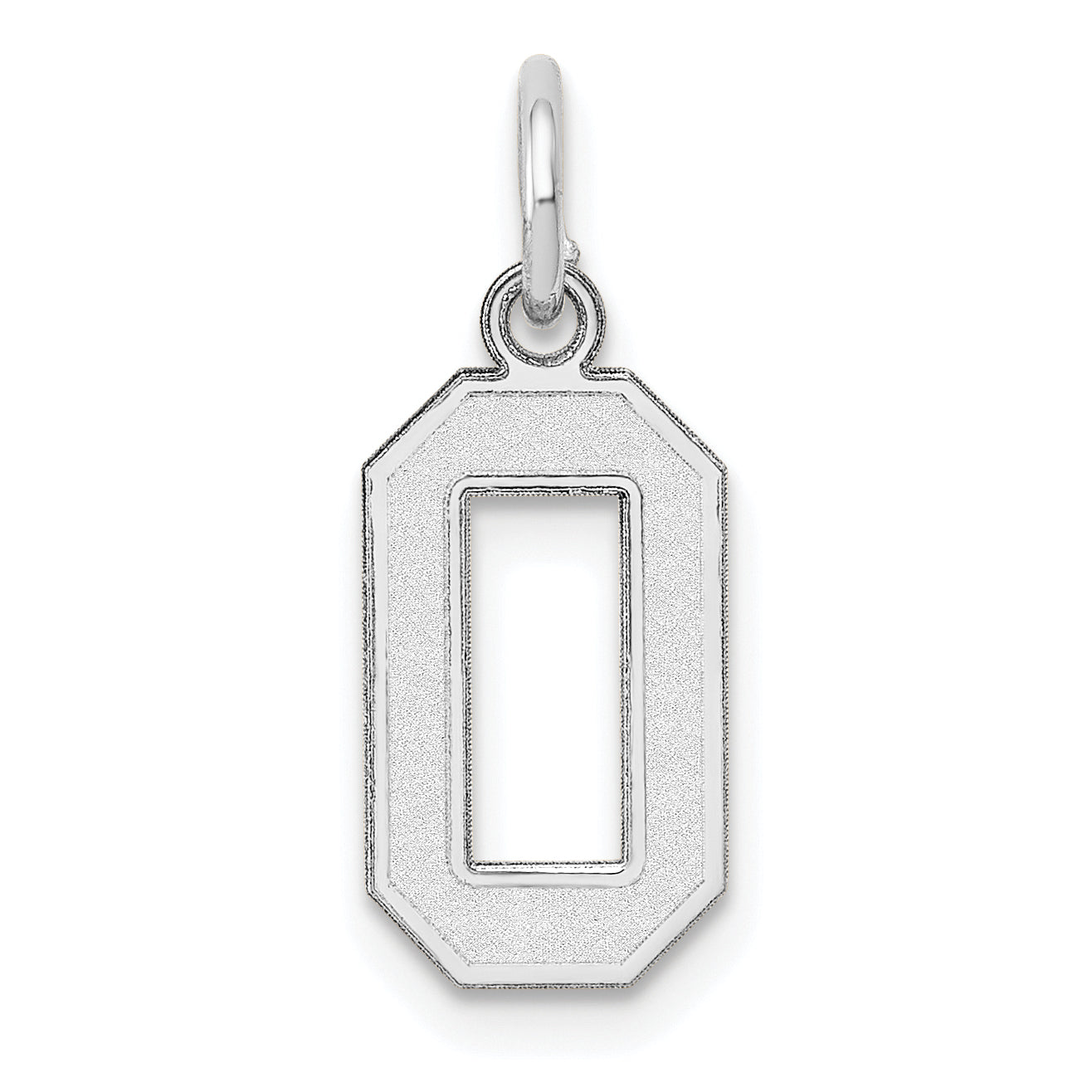 14K White Gold 14Kw Small Satin Number 0 Charm