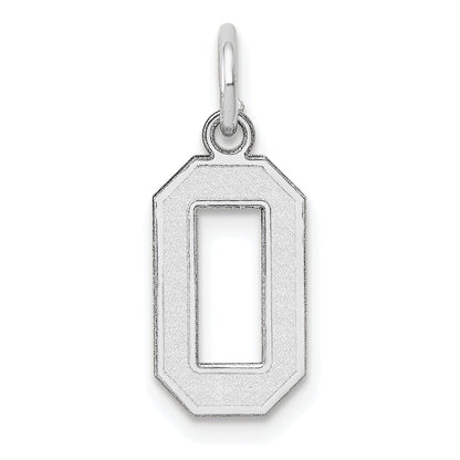 14K White Gold 14Kw Small Satin Number 0 Charm