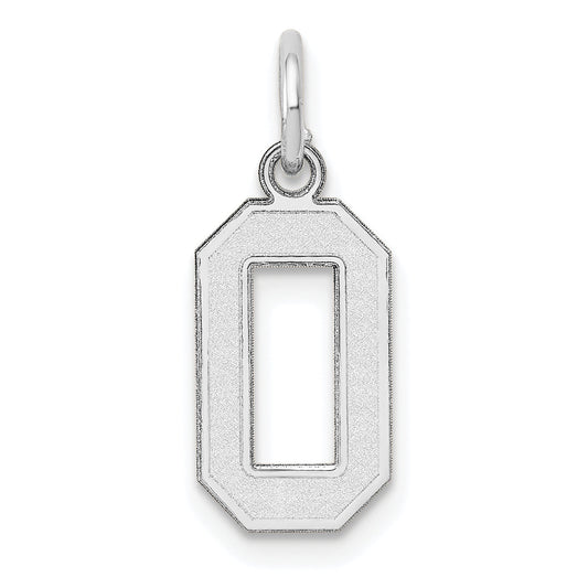 14K White Gold 14Kw Small Satin Number 0 Charm