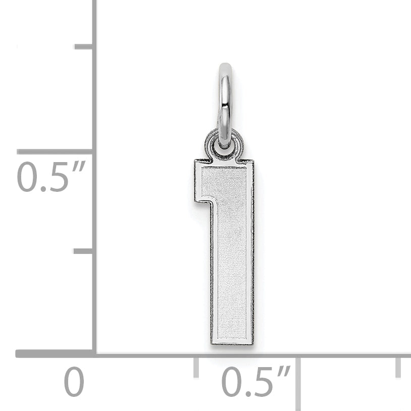 14k White Gold 14kw Small Satin Number 1 Charm