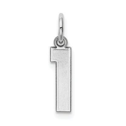 14k White Gold 14kw Small Satin Number 1 Charm
