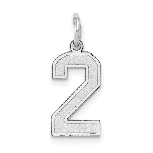 14k White Gold 14kw Small Satin Number 2 Charm