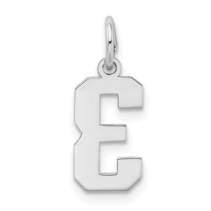 14k White Gold 14kw Small Satin Number 3 Charm