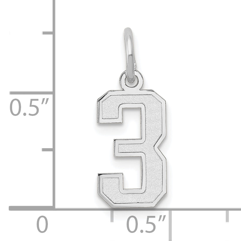 14k White Gold 14kw Small Satin Number 3 Charm