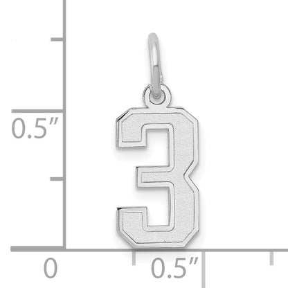 14k White Gold 14kw Small Satin Number 3 Charm