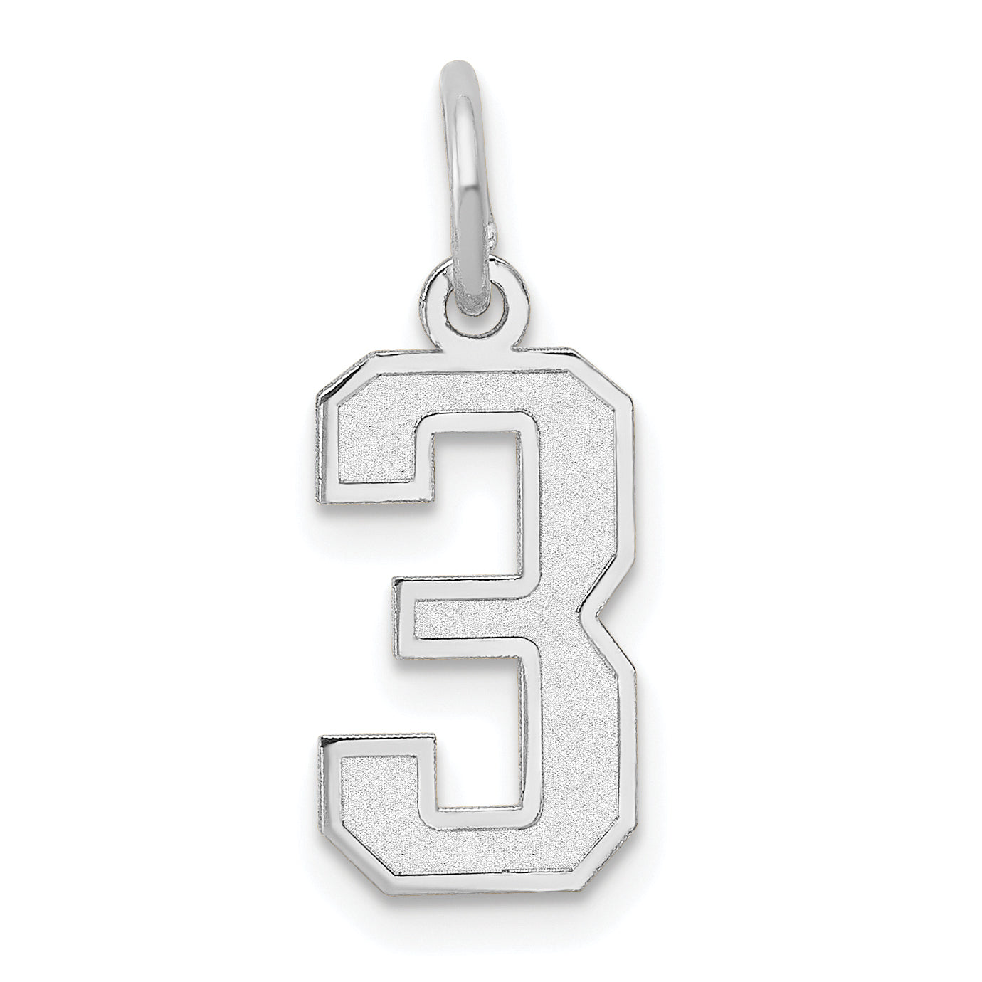 14k White Gold 14kw Small Satin Number 3 Charm