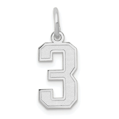 14k White Gold 14kw Small Satin Number 3 Charm