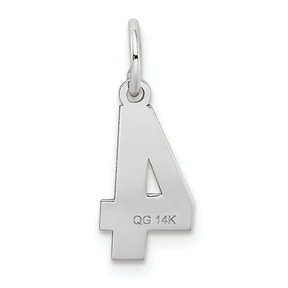 14k White Gold 14kw Small Satin Number 4 Charm