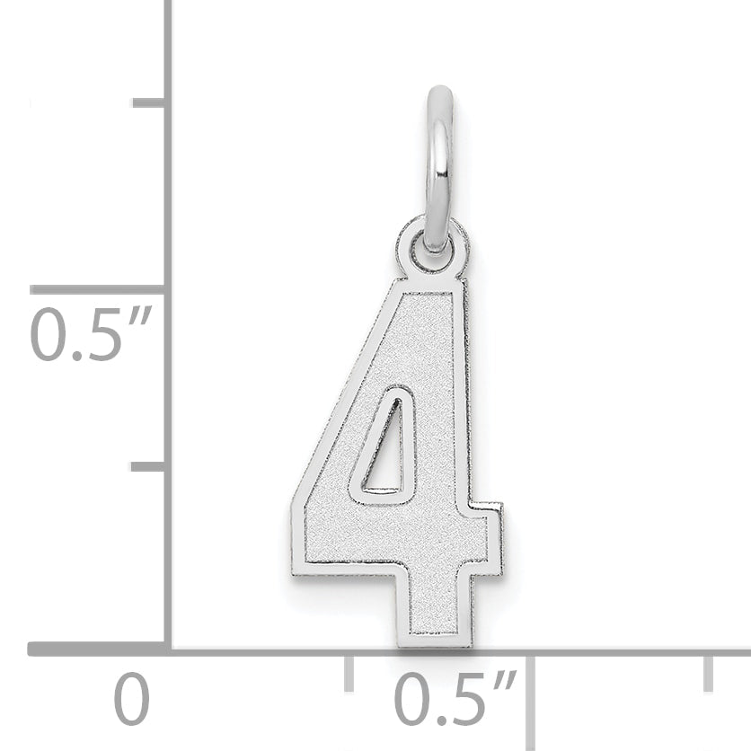 14k White Gold 14kw Small Satin Number 4 Charm