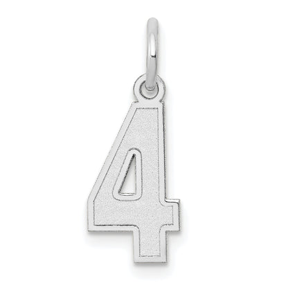 14k White Gold 14kw Small Satin Number 4 Charm