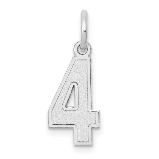 14k White Gold 14kw Small Satin Number 4 Charm