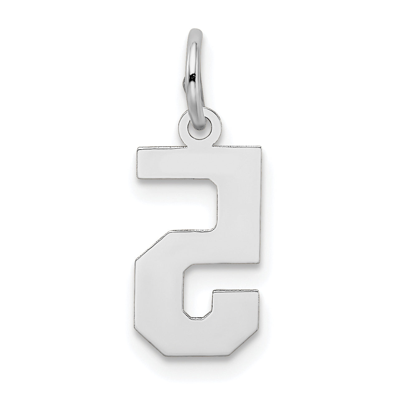 14k White Gold 14kw Small Satin Number 5 Charm
