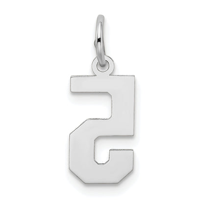 14k White Gold 14kw Small Satin Number 5 Charm