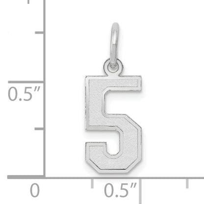 14k White Gold 14kw Small Satin Number 5 Charm