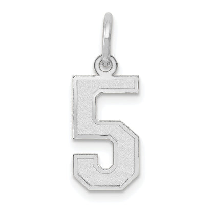 14k White Gold 14kw Small Satin Number 5 Charm