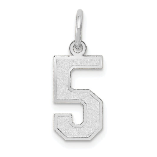 14k White Gold 14kw Small Satin Number 5 Charm