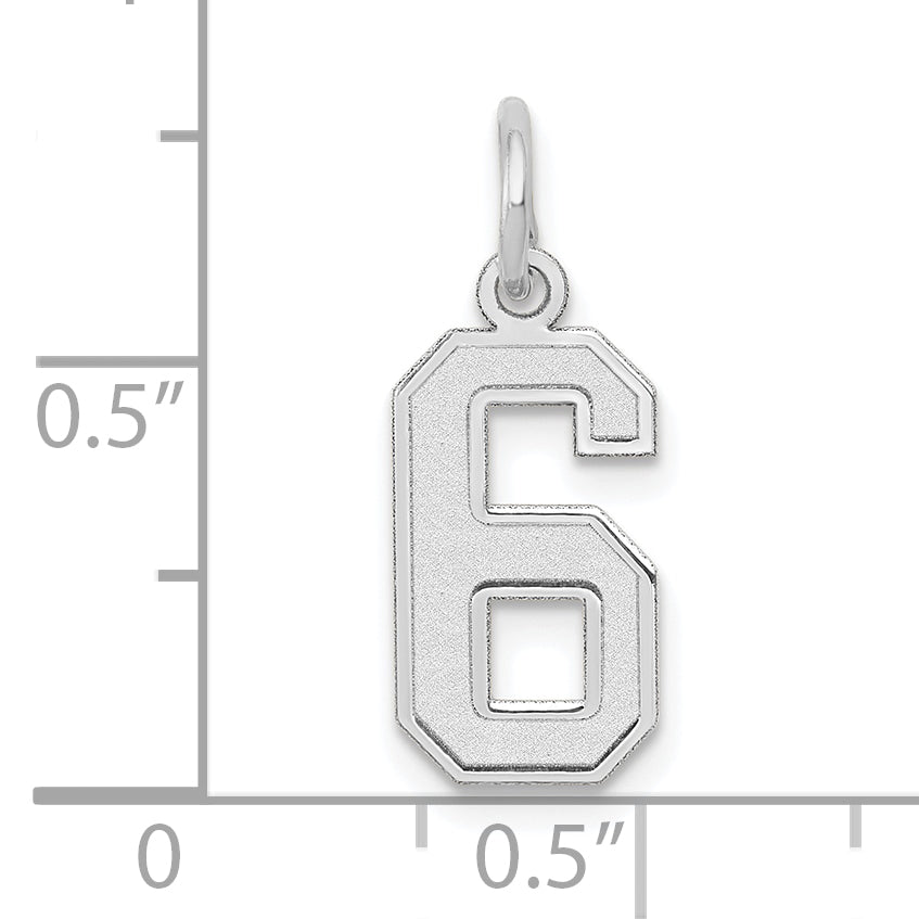 14k White Gold 14kw Small Satin Number 6 Charm