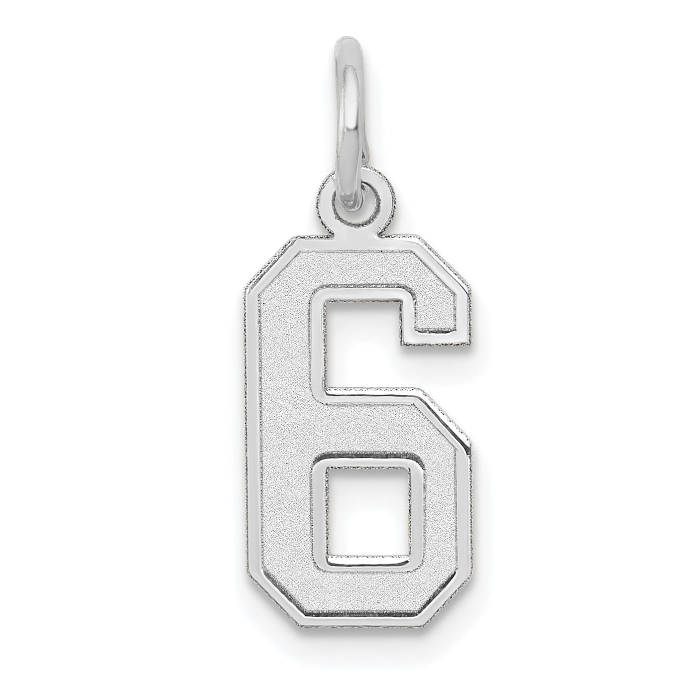 14k White Gold 14kw Small Satin Number 6 Charm