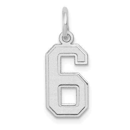 14k White Gold 14kw Small Satin Number 6 Charm