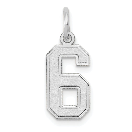 14k White Gold 14kw Small Satin Number 6 Charm