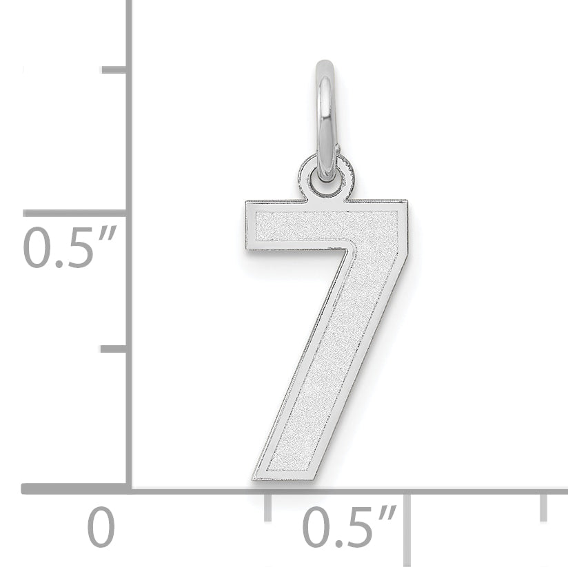 14k White Gold 14kw Small Satin Number 7 Charm