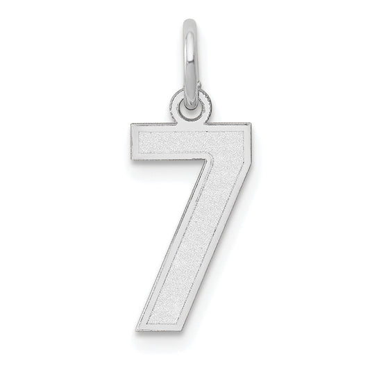 14k White Gold 14kw Small Satin Number 7 Charm