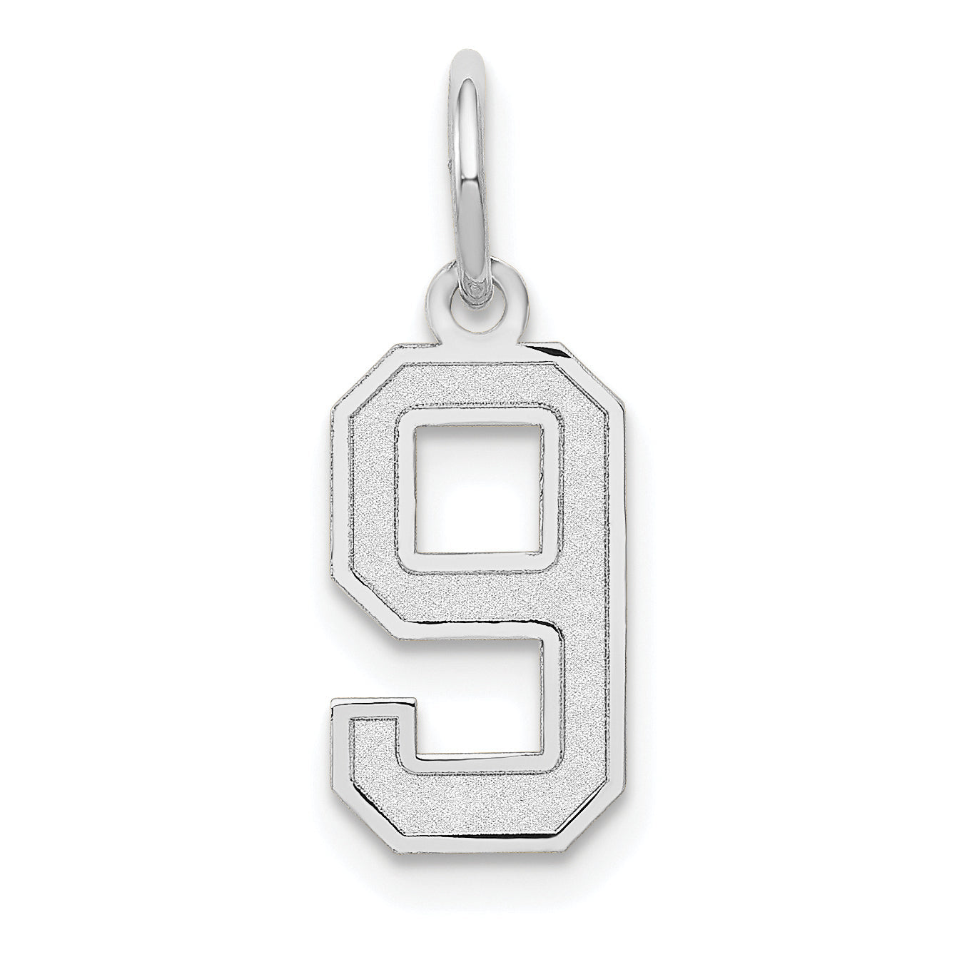 14k White Gold 14kw Small Satin Number 9 Charm