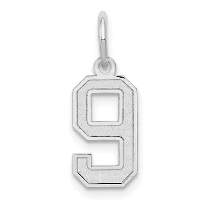 14k White Gold 14kw Small Satin Number 9 Charm